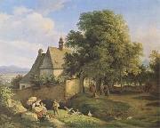 Adrian Ludwig Richter Church at Graupen in Bohemia (mk09) painting